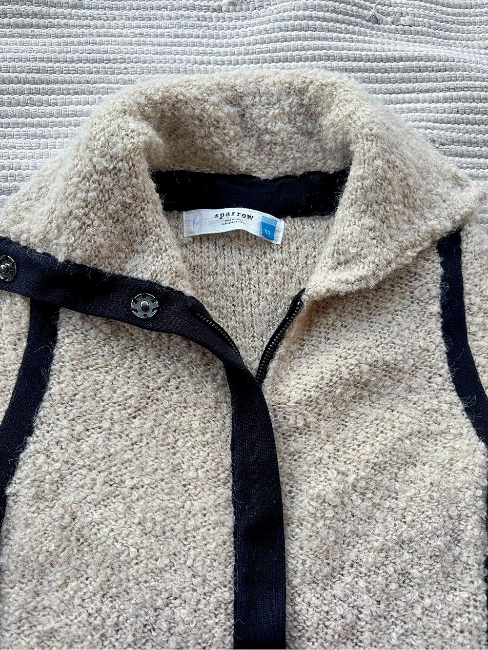 Anthropologie Sparrow Bouclé Wool Mohair Colorblock Sweater Jacket XS - Picture 6 of 12